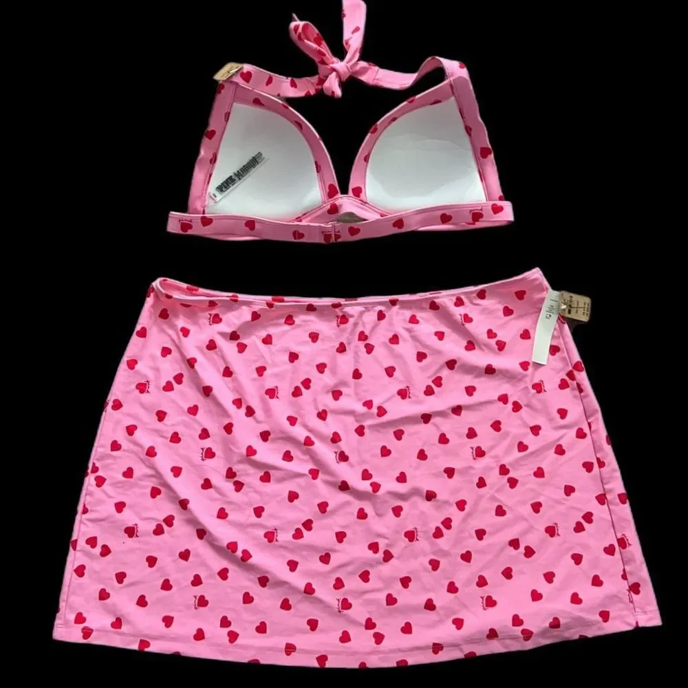 Victorias Secret Set Molded Padded Cups Halter Bikini Top & matching Skirt XXL